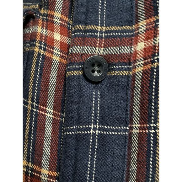 L.L. Bean Men's XS Fleece Lined Plaid Flannel Button Down Shirt Shacket Navy Red - Picture 6 of 15